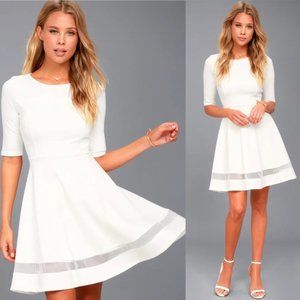 Lulus Sheer Factor White Mesh Skater Dress Size M